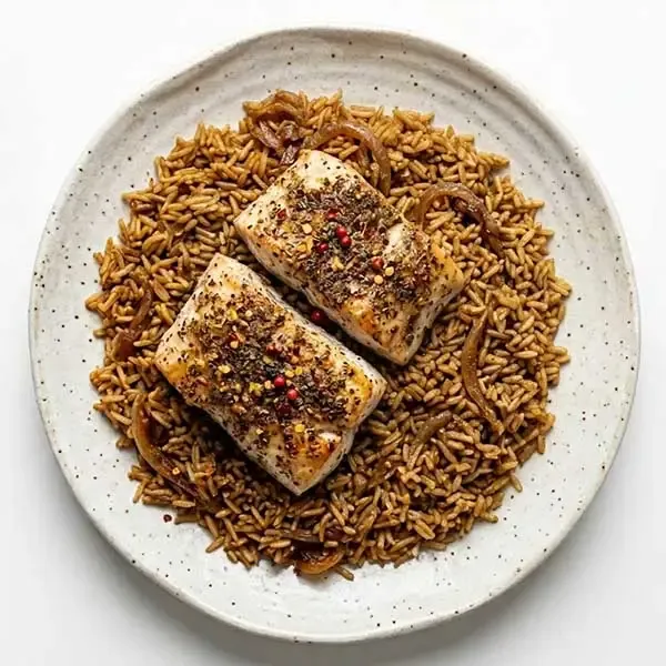 Lemon Sumac Coastal Fish With Sayadia Rice