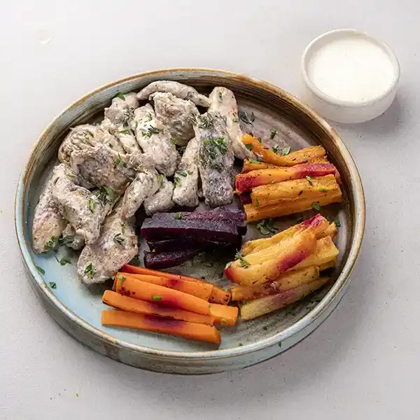 Lemon-Thyme Chicken Breast With Roasted Root Vegetable Medley