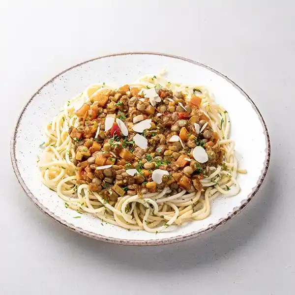 Lentil & Walnut Bolognese With Spaghetti