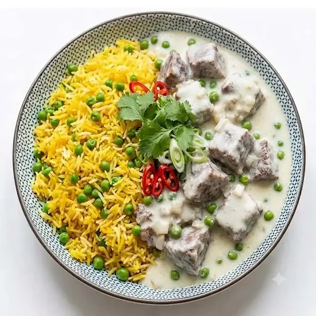 Saffron Beef Mansaf With Peas And Rice Mix