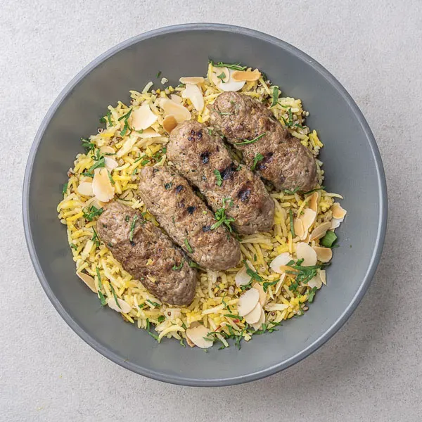 Meat Kofta With Saffron Rice Quinoa Mix