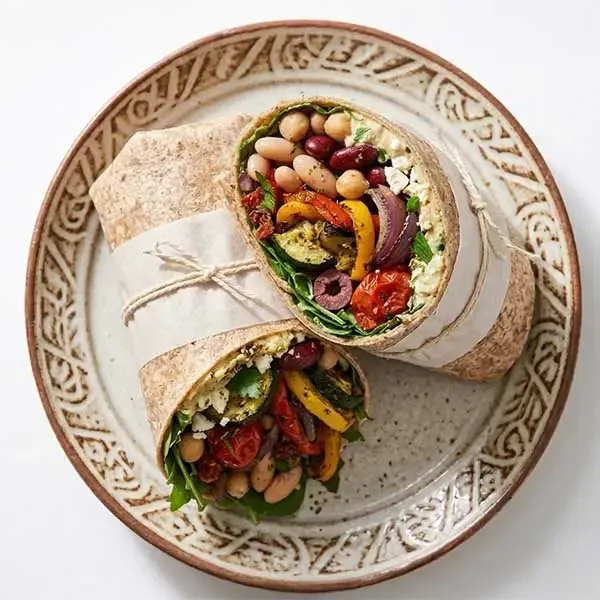 Mediterranean Bean And Roasted Vegetable Wrap