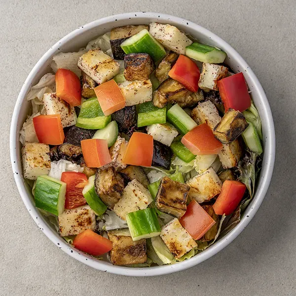Mediterranean Roasted Eggplant & Halloumi Salad