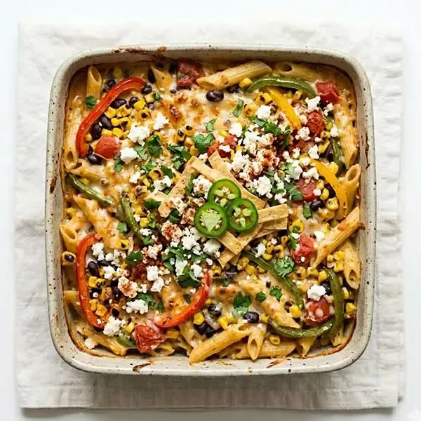 Mexican Corn & vegetable Casserole with Bell pepper Penne
