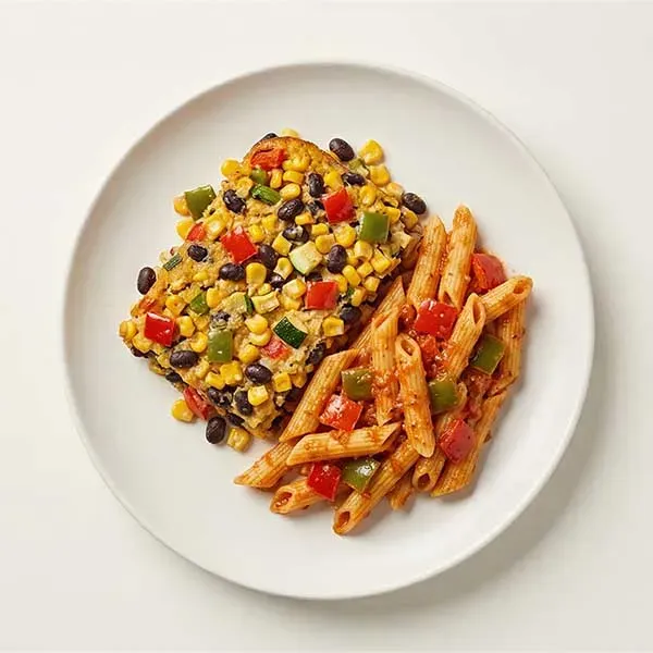 Mexican Corn & vegetable Casserole with Bell pepper Penne