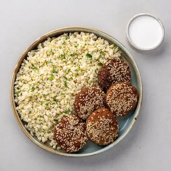 Middle Eastern Falafel Bowl With Lemon-Parsley Bulgur & Tahini