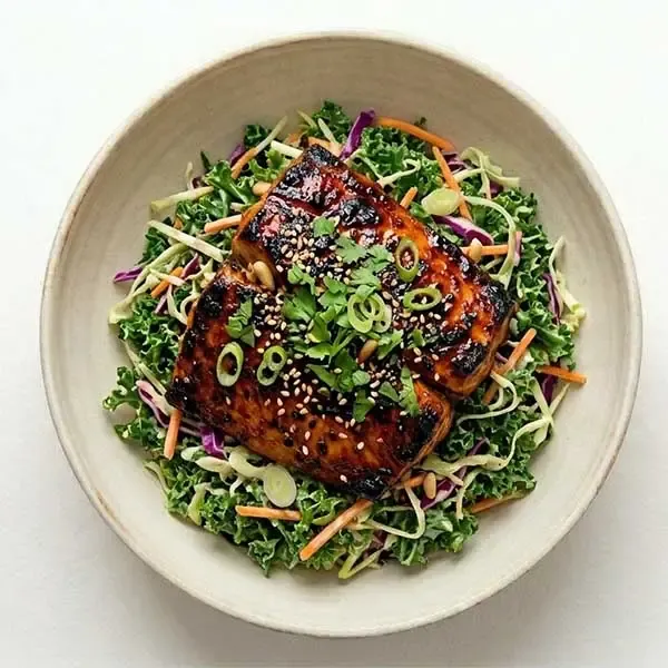 Mizo Glazed Fish With Kale Slaw Bowl