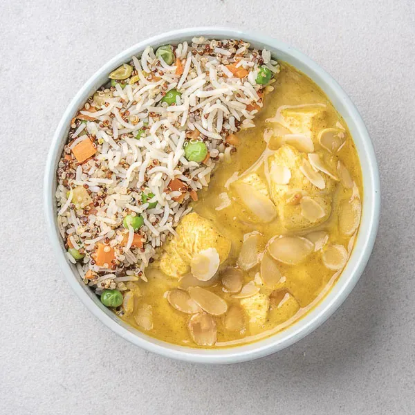 Mom'S Special Almond Chicken Curry With Rice & Quinoa Mix
