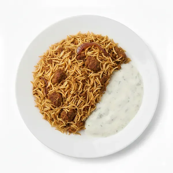 Mutton keema Goli pulao with burani raita