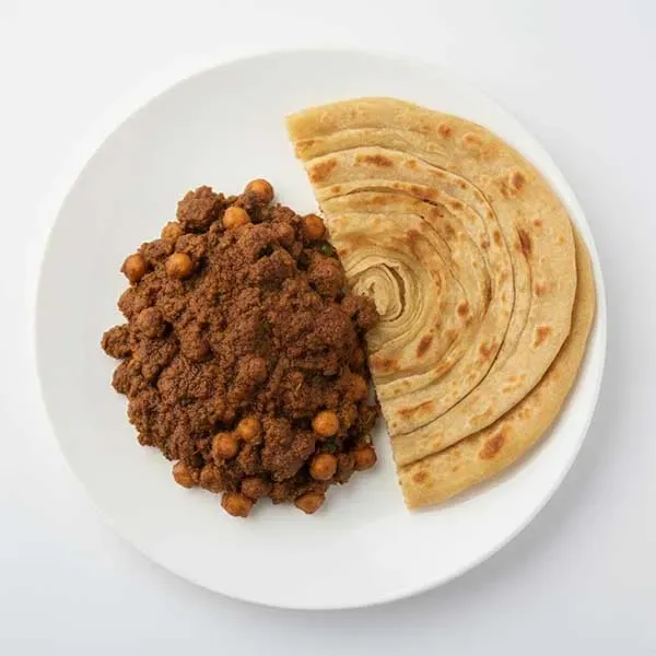 Old delhi mutton keema and chana with laccha paratha