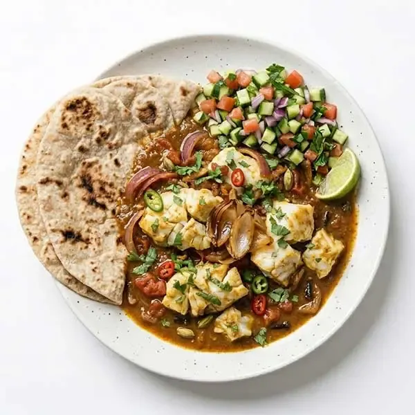 Omani Fish Keleya With Saaj Bread With House Salad