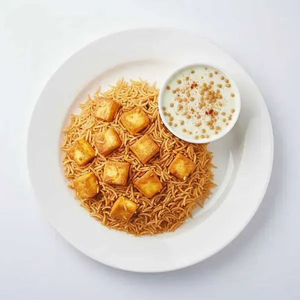 Paneer Makhani Biryani With Boondi Raita