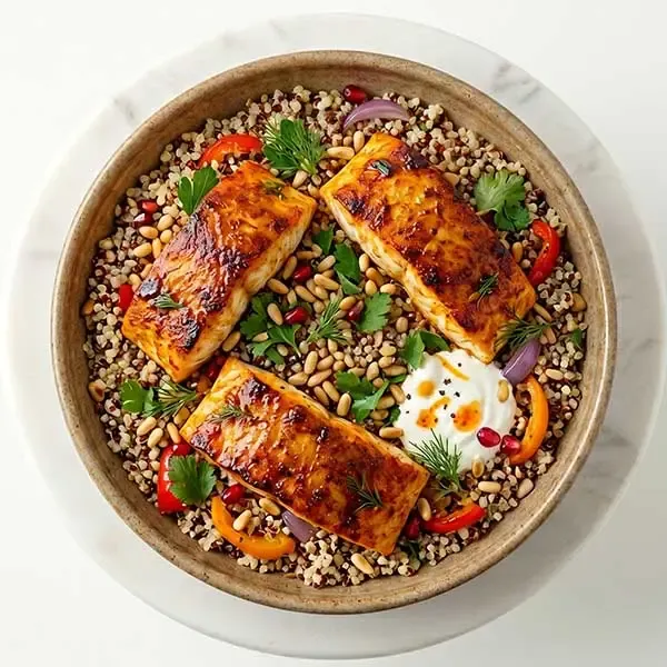 Paprika & Orange Roasted Fish With Quinoa And Bell Peppers
