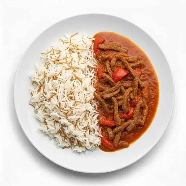Paprika Beef red stew with vermicelli rice