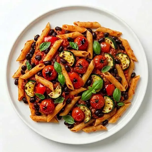 Pasta Pomodoro With Black Bean & Oven Roasted Vegetable