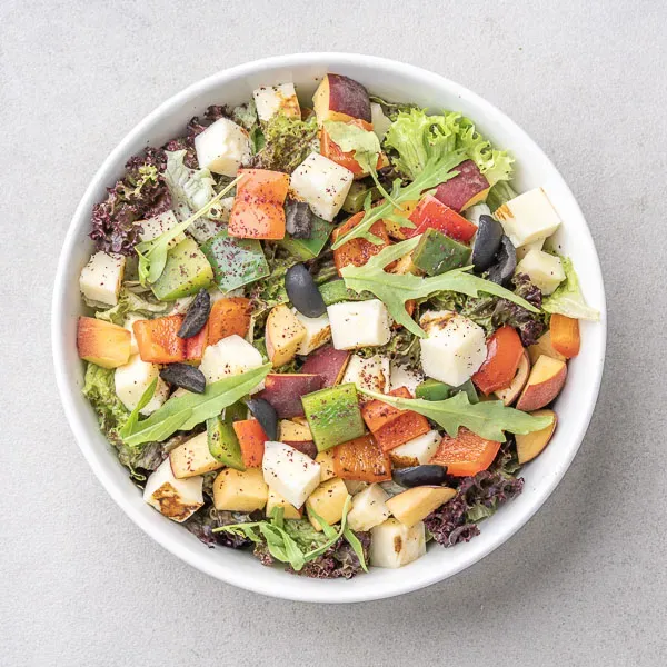 Peach & Halloumi Salad With Arugula