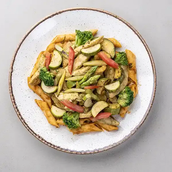 Pesto Grilled Chicken With Penne Primavera