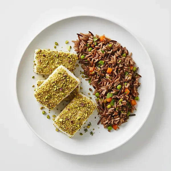 Pistachio Crusted Fish With Wild Rice Mix