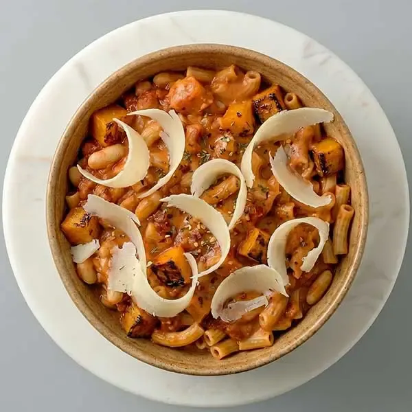 Roasted Butternut & Cannellini Ragu With Shaved Parmesan