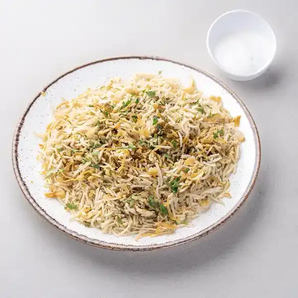 Roasted Mutton Pulao With Cucumber Raita