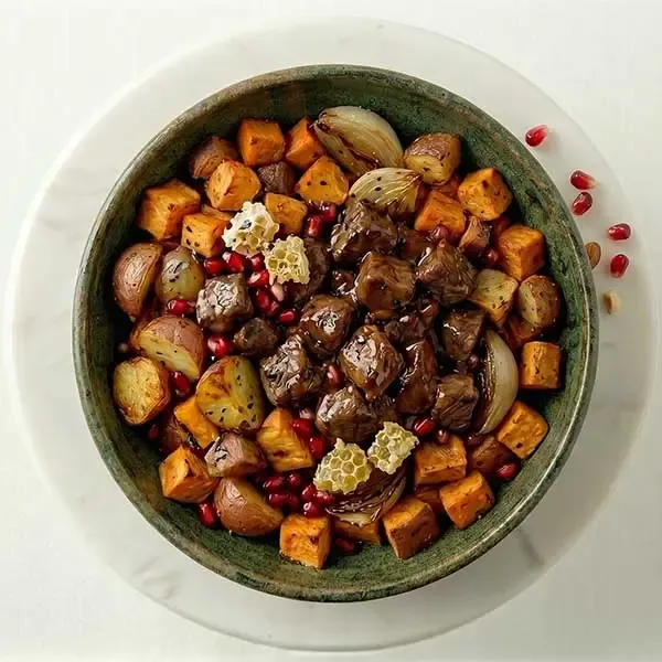 Rustic Crockpot Beef Dice With Dual Potatoes