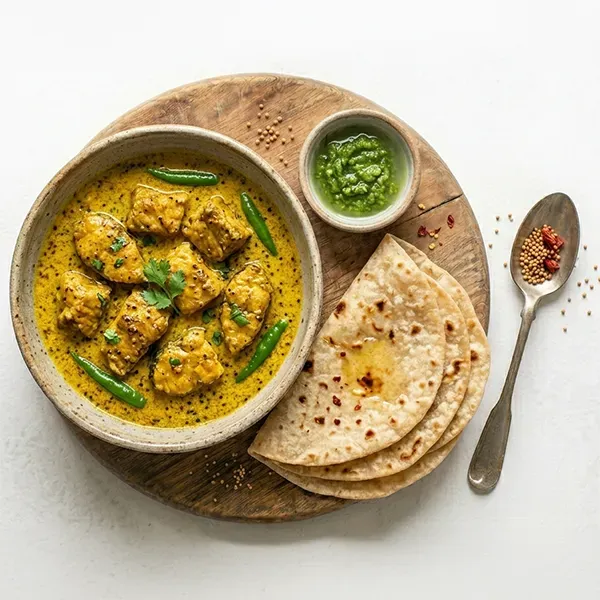 Shorshe maach with tawa roti