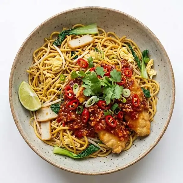 Singapore Chilli Pepper Fish With Hawker Noodle