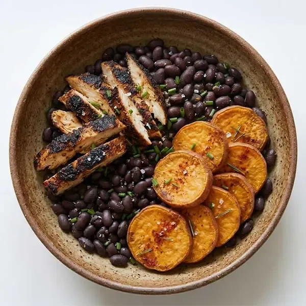 Southern Blackened Chicken With Sweet Potato Medallion & Black Beans
