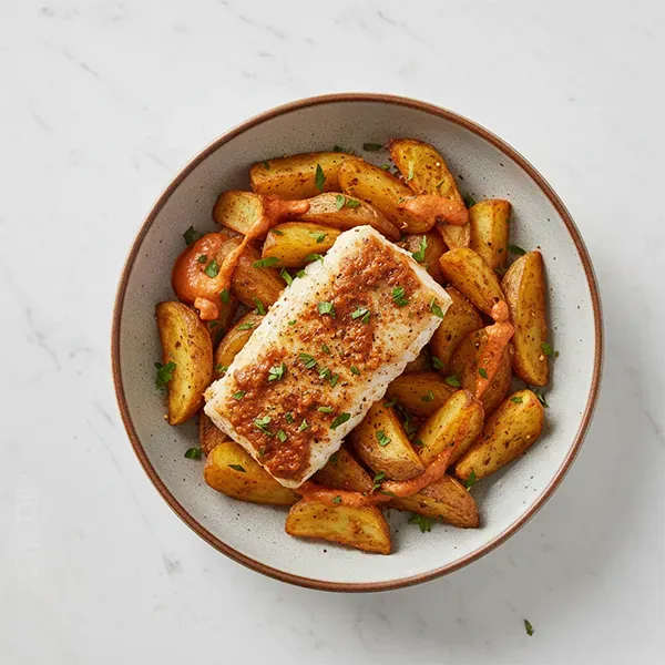 Spanish Fish Paprika With Batatas Bravas Wedges