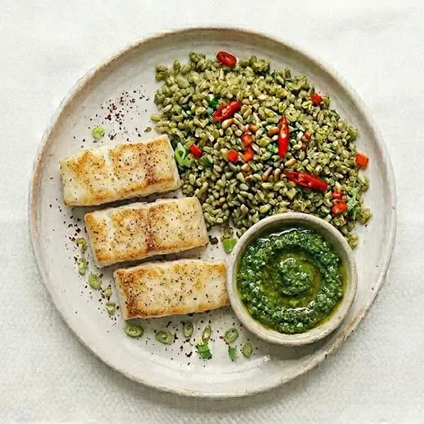 Spicy Zhoug Fish With Zhoug-Spiced Freekeh