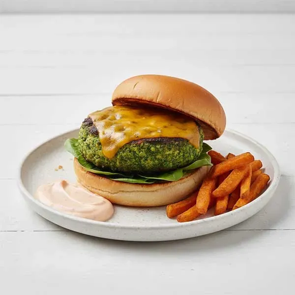 Spinach & Cheddar Burger With Cocktail Sauce