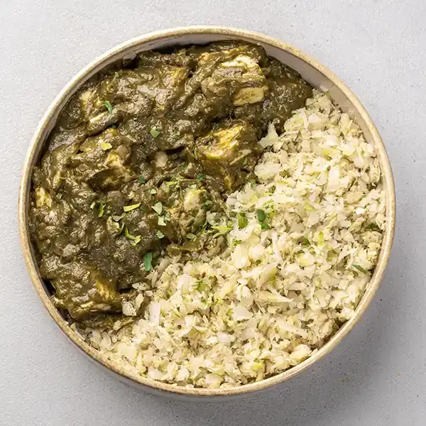 Spinach & Garlic Paneer Masala With Toasted Cumin Cabbage Rice
