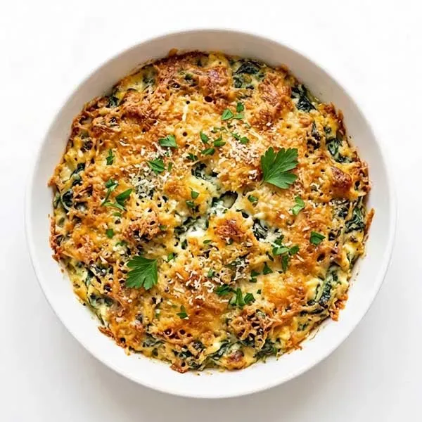 Spinach & Ricotta Bake Casserole with Parmesan Gratin
