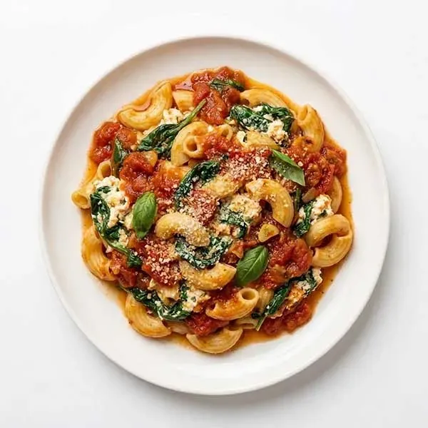 Spinach & Ricotta Marconi with Roasted Tomato Sauce