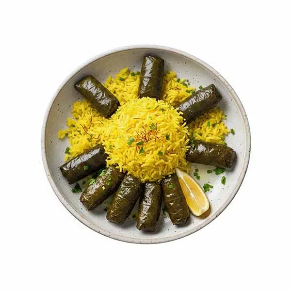 Spinach And Cheese Stuffed Dolma With Saffron Rice  (V)