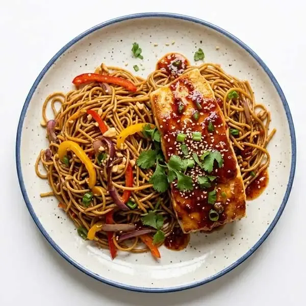 Sweet Chili Fish With Garlic Soya Noodles