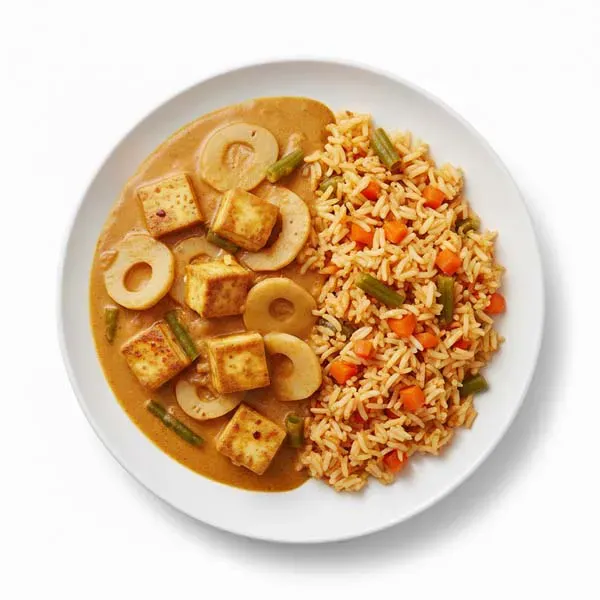 Tofu And Water Chestnut Curry With Carrot Hom Mali Rice Mix