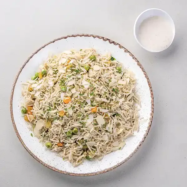 Vegetable Badami Pulao With Tomato Raita