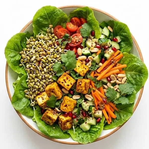 Vibrant Sprouted Moong & spiced paneer Salad