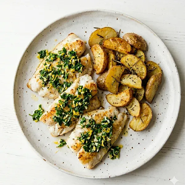 Yellow Gremolata Fish With Roasted Potatoes